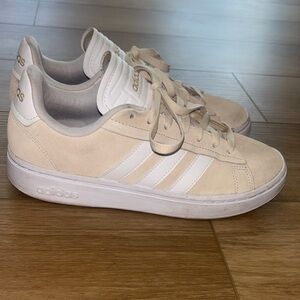 adidas Women's Beige and White Suede Sneakers